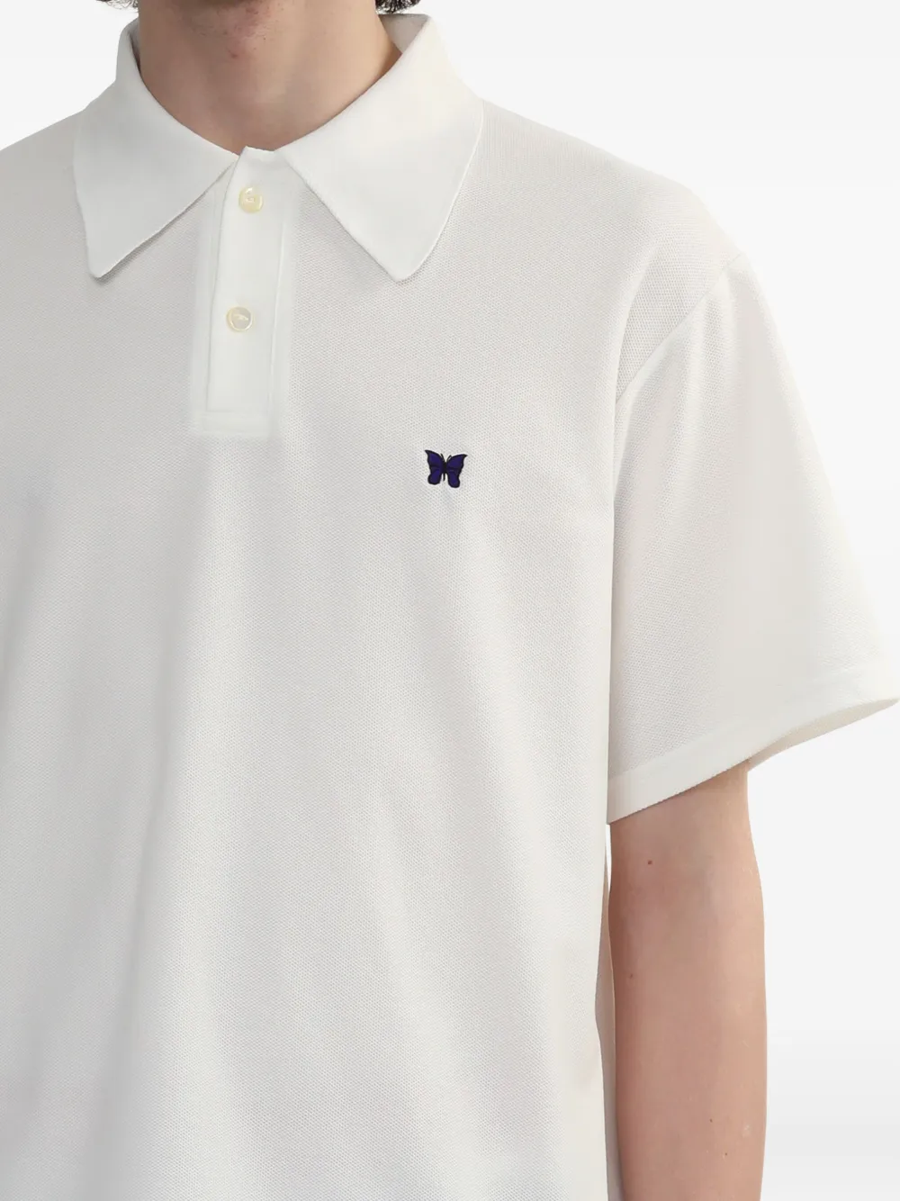 Needles Poloshirt met geborduurd logo Wit