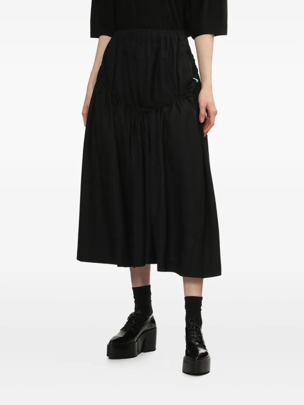 Noir Kei Ninomiya Gesmockte rok met elastische taille Zwart