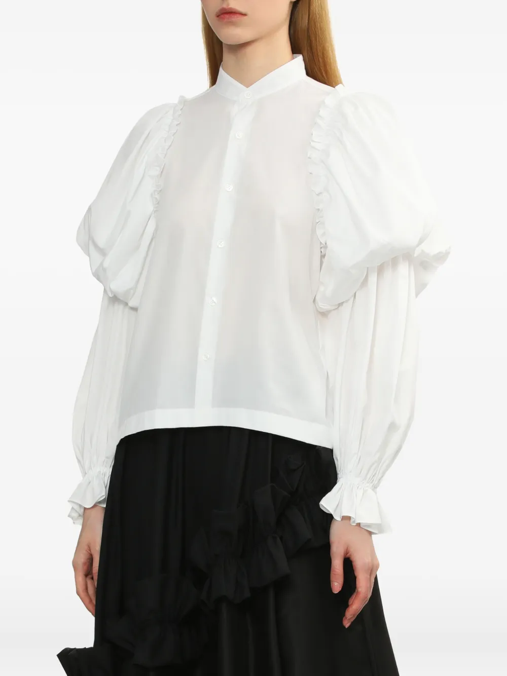 Noir Kei Ninomiya Blouse met pofmouwen en ruches Wit