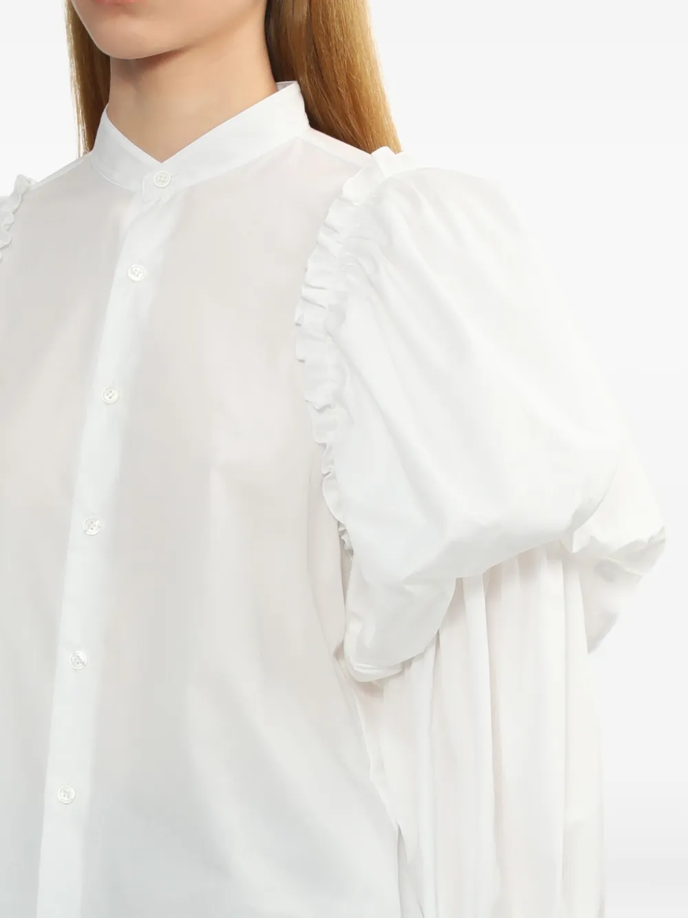 Noir Kei Ninomiya Blouse met pofmouwen en ruches Wit