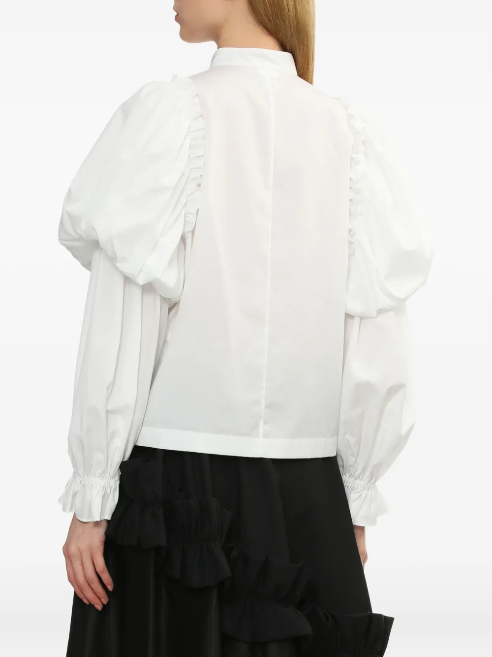 Noir Kei Ninomiya Blouse met pofmouwen en ruches Wit