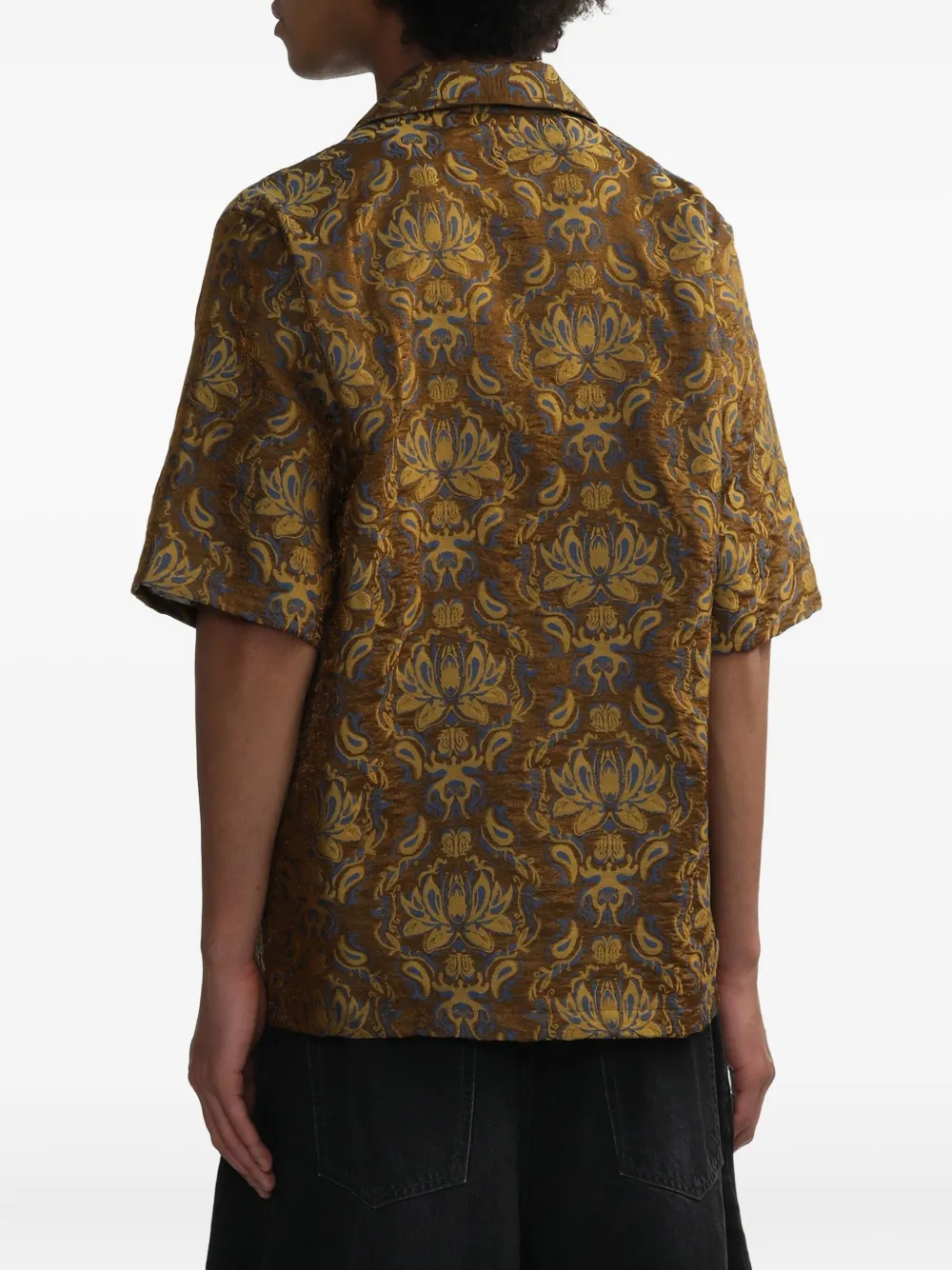 Needles x Kae Tanaka overhemd met bloemenprint en korte mouwen Bruin