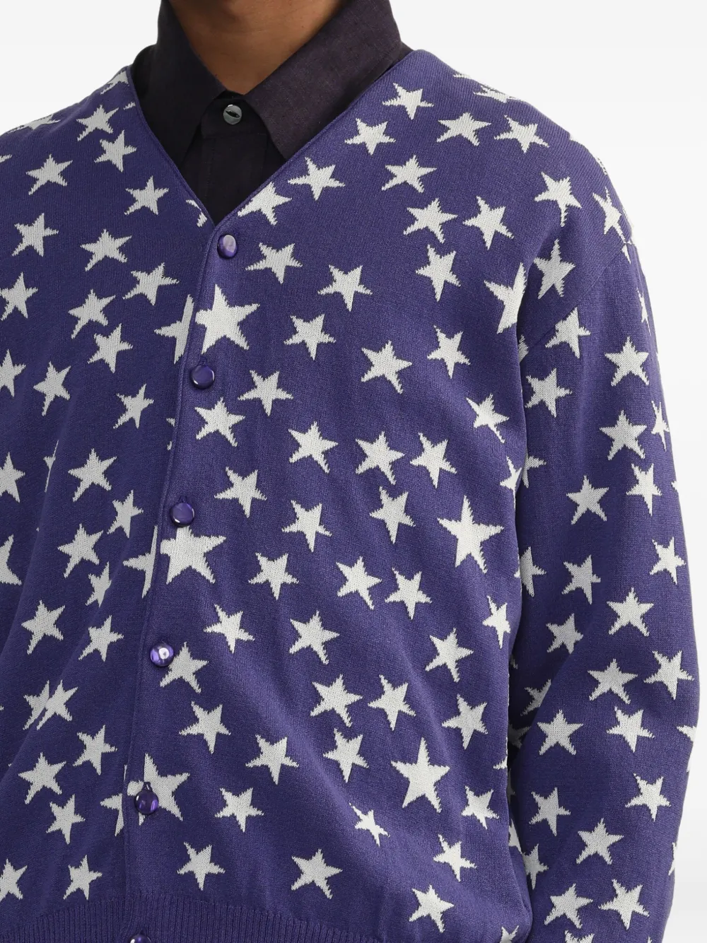 Needles Star-pattern Buttoned Cardigan In Purple