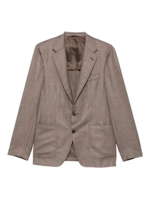 Canali herringbone patch-pocket jacket