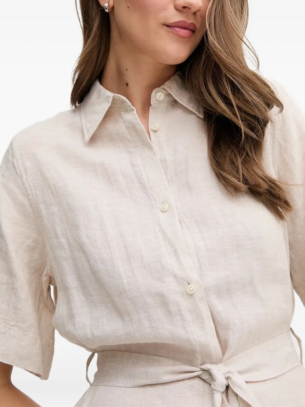 Gant Belted Shirt Midi Dress In Neutral