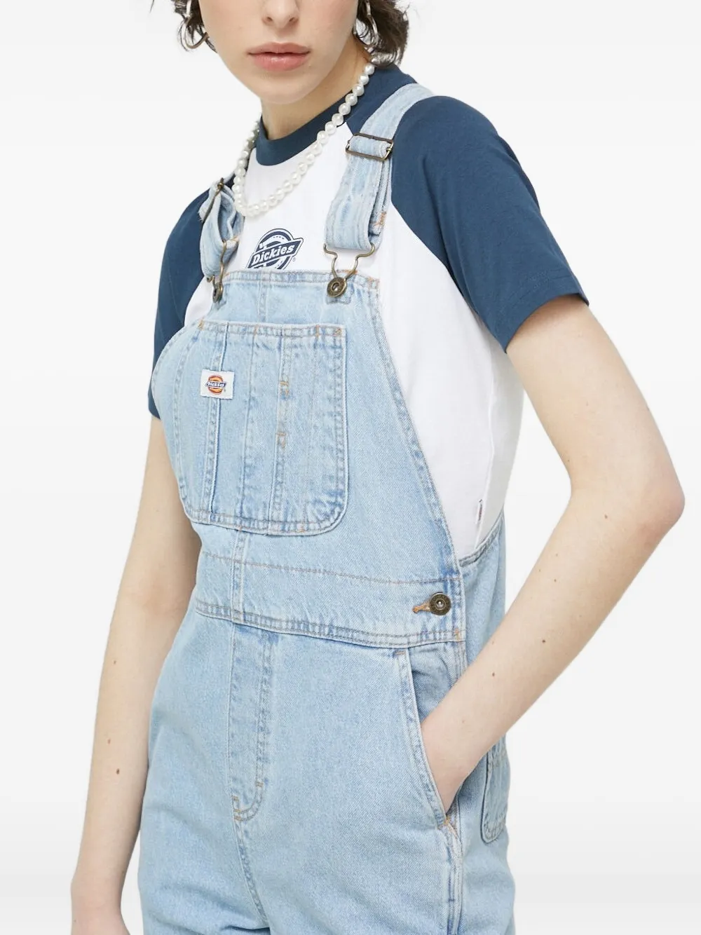 Dickies Button-fastening Denim Overalls In Blue