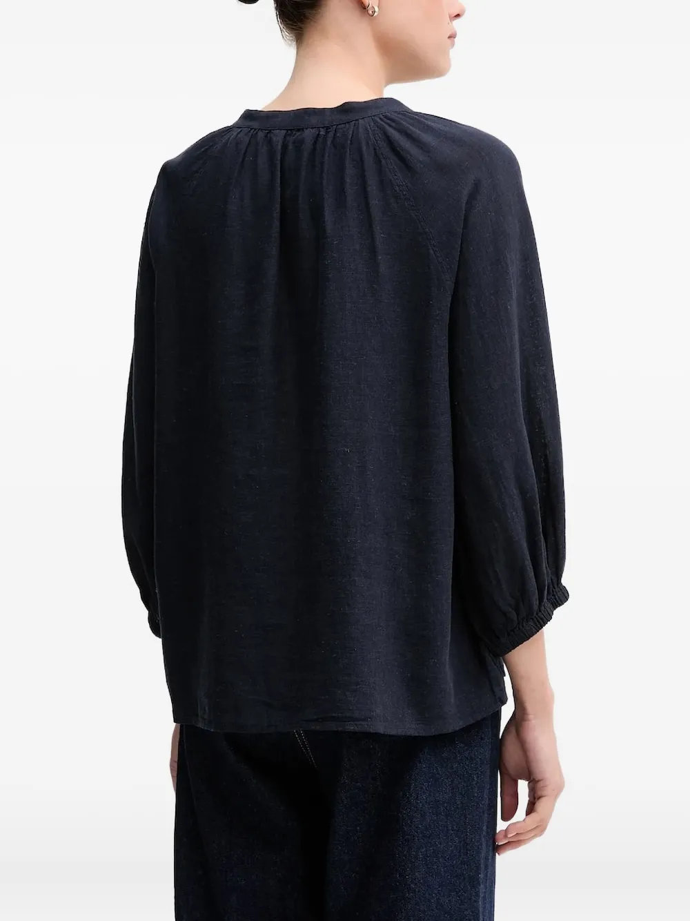 Gant V-neck balloon-sleeve top Blauw