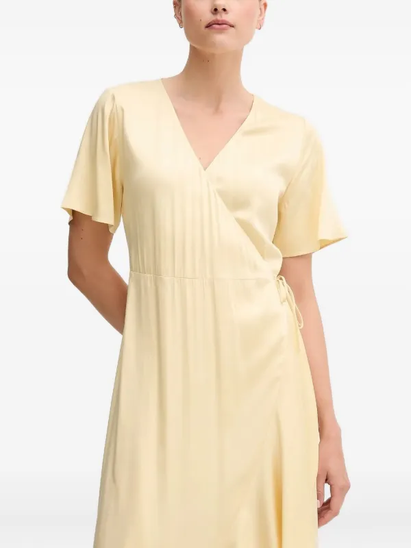 Gant Wrap ruffled-sleeve Asymmetrical Dress | Yellow