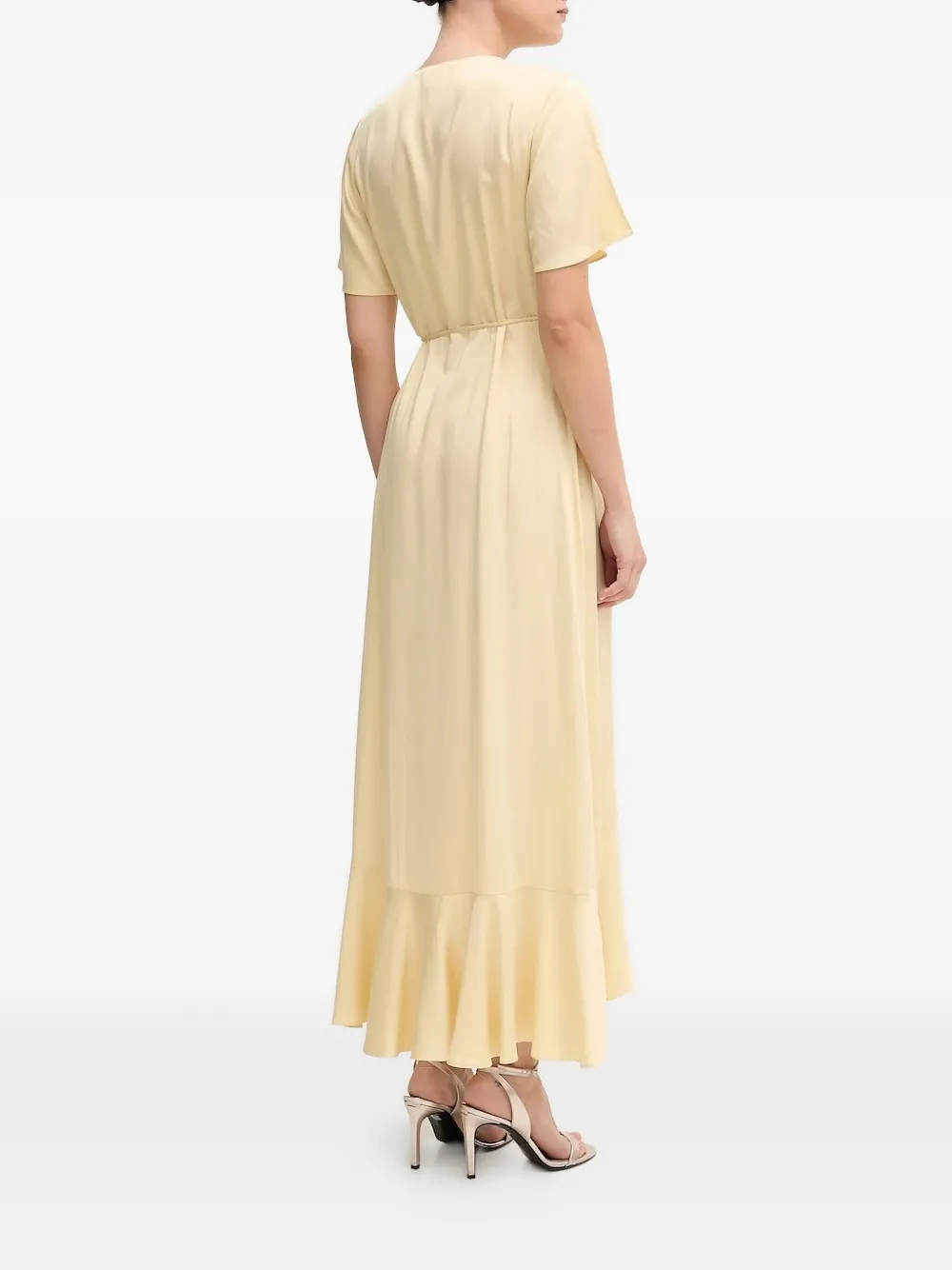 Gant Asymmetrische wikkeljurk met ruchemouwen Geel