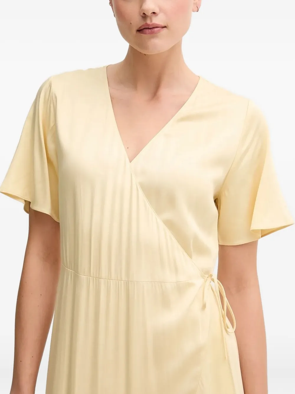 Gant Asymmetrische wikkeljurk met ruchemouwen Geel