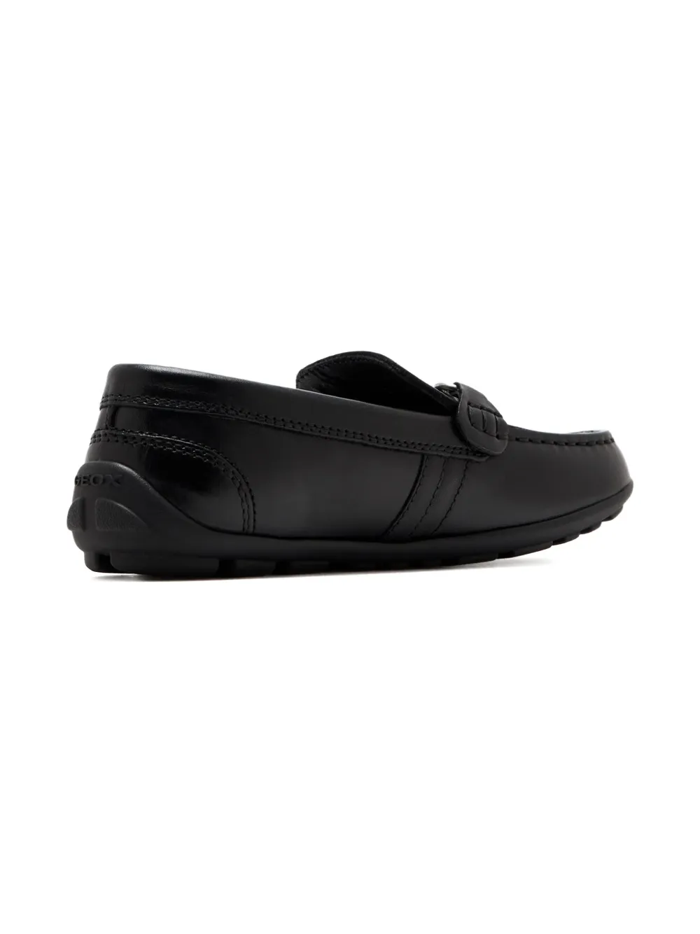 Geox Kids leather-buckle loafers - Zwart