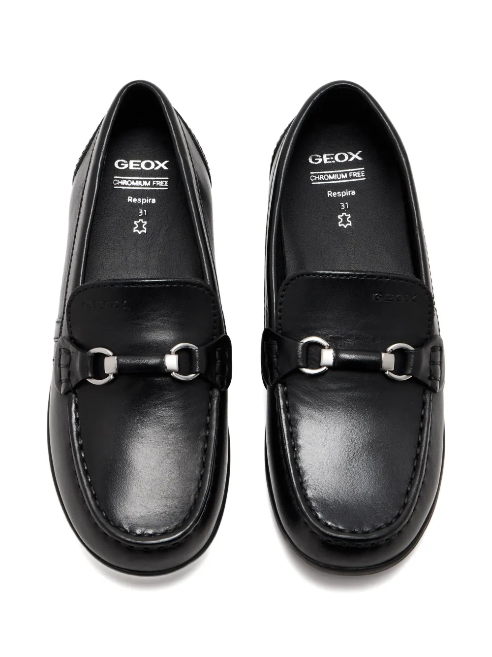 Geox Kids leather-buckle loafers Black