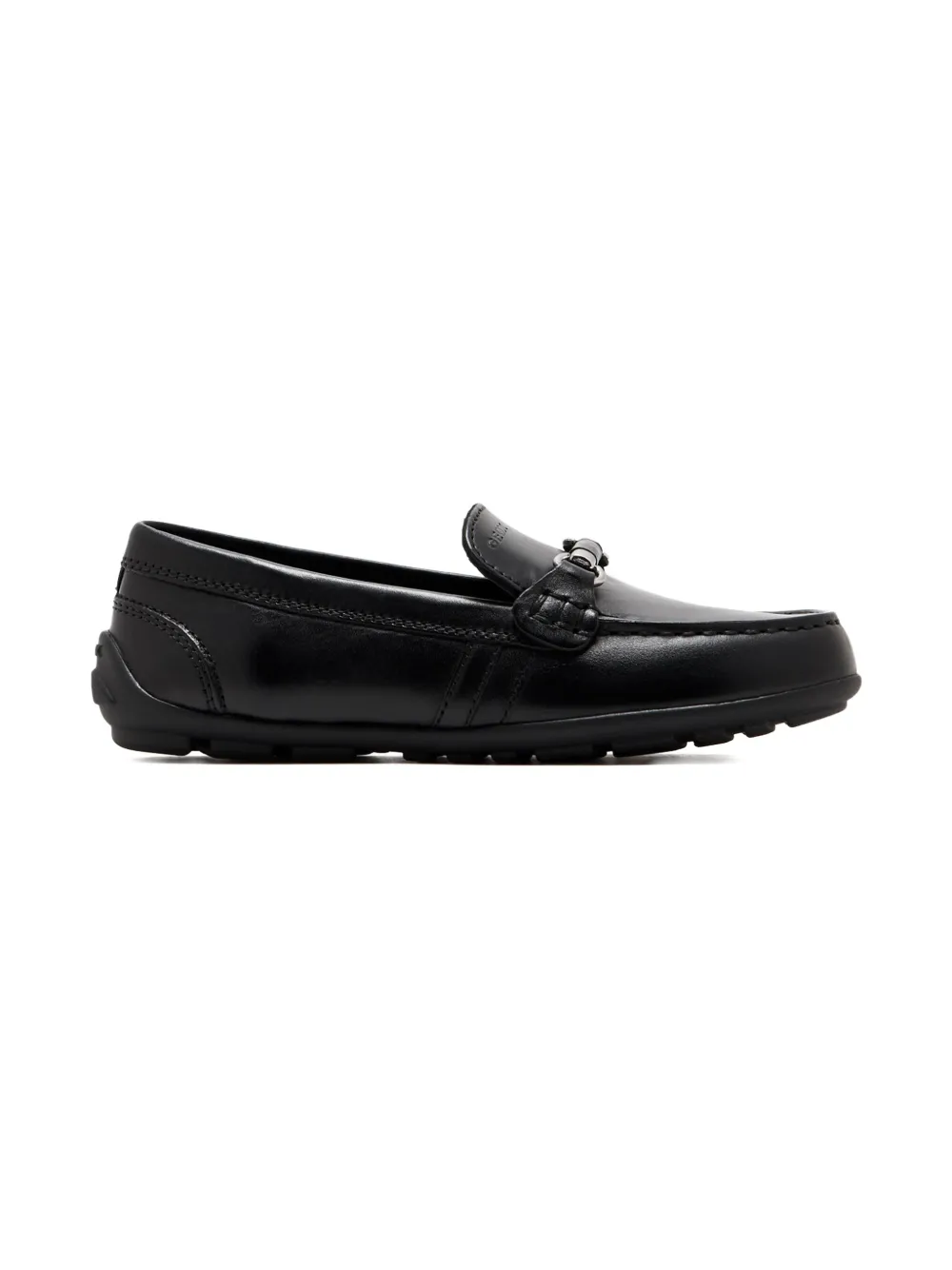Geox Kids leather-buckle loafers Black
