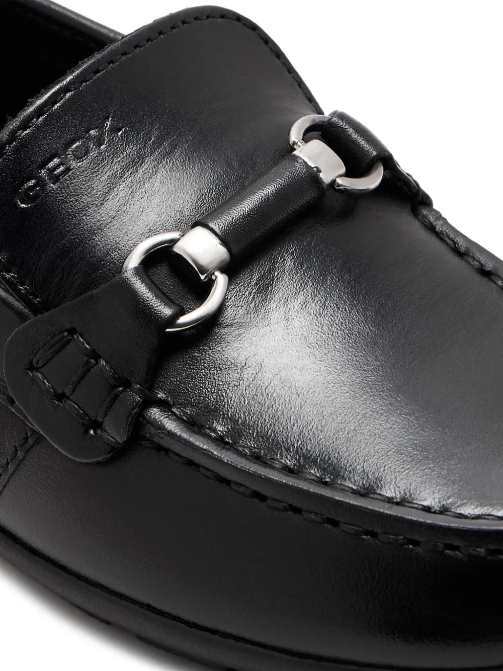 Geox Kids leather-buckle loafers Black