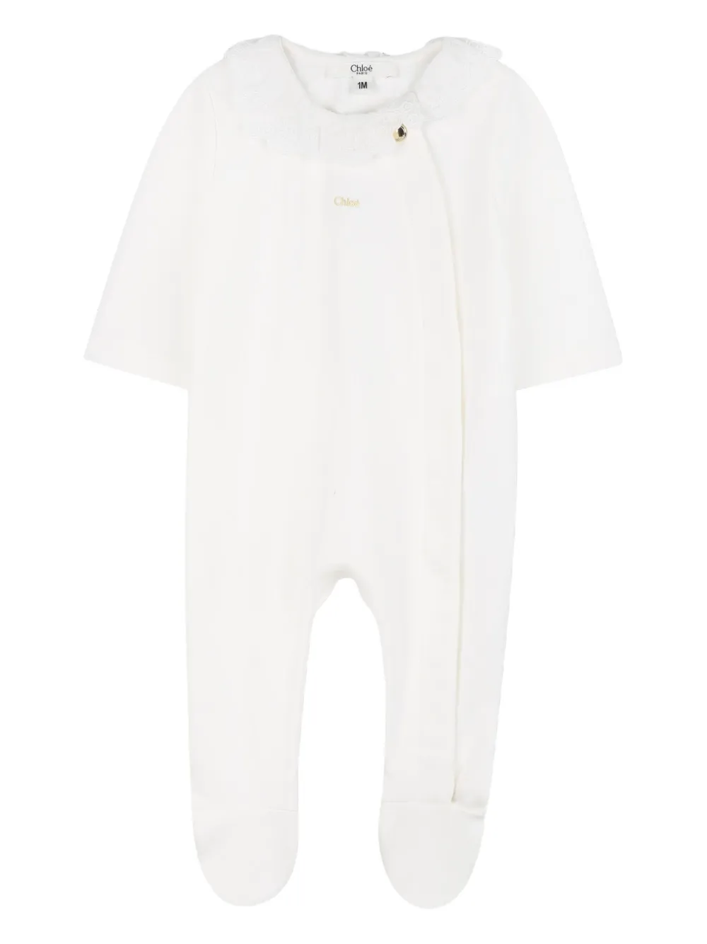 Chloé Kids Pyjama met kanten kraag - Wit