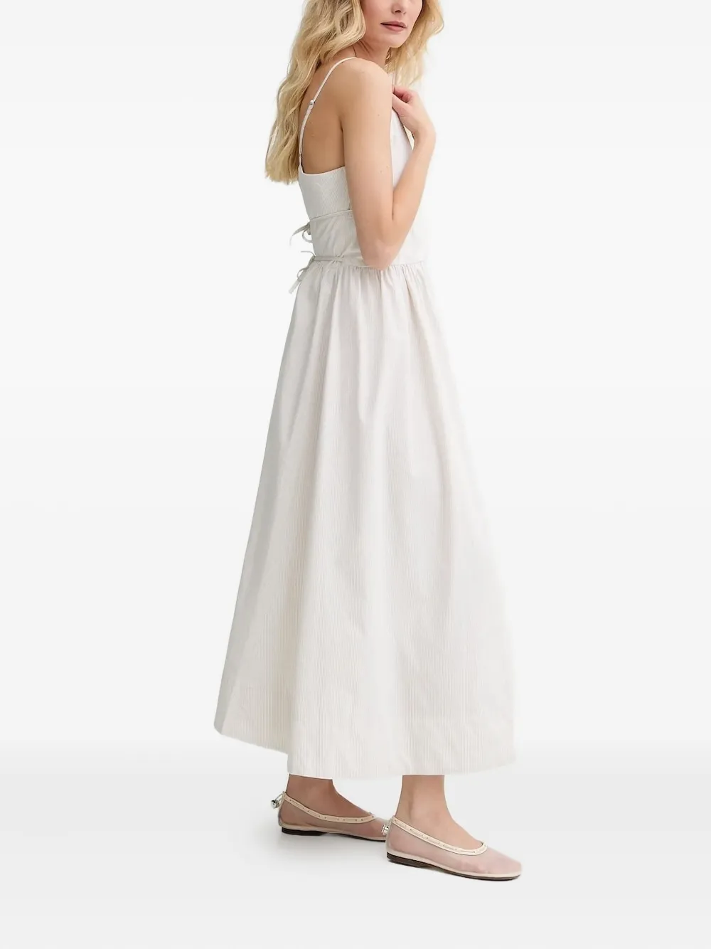 HERSKIND Maxi-jurk met krijtstreep en gestrikte rug - Wit