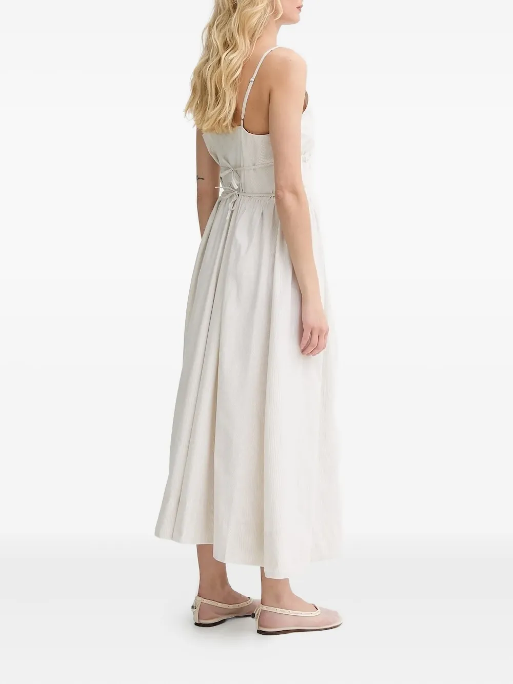 HERSKIND Maxi-jurk met krijtstreep en gestrikte rug Wit