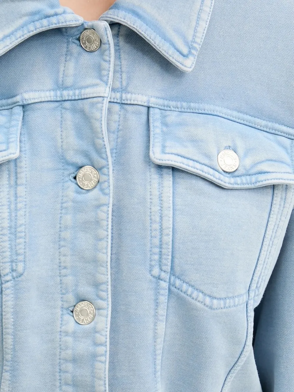MOSCHINO JEANS button-fastening cropped denim jacket Blauw