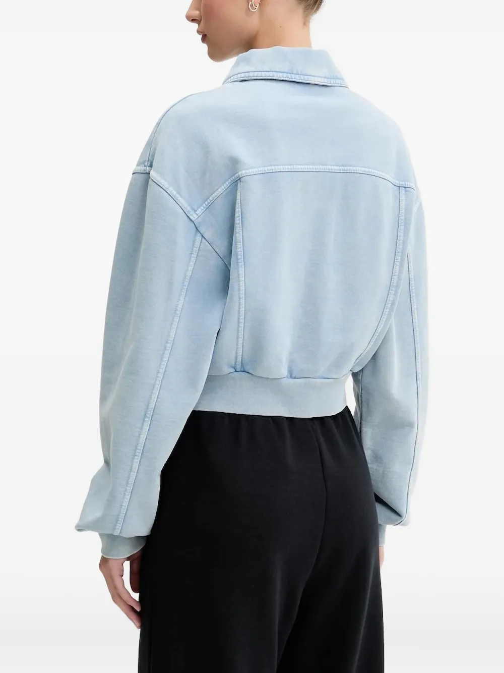MOSCHINO JEANS button-fastening cropped denim jacket Blauw