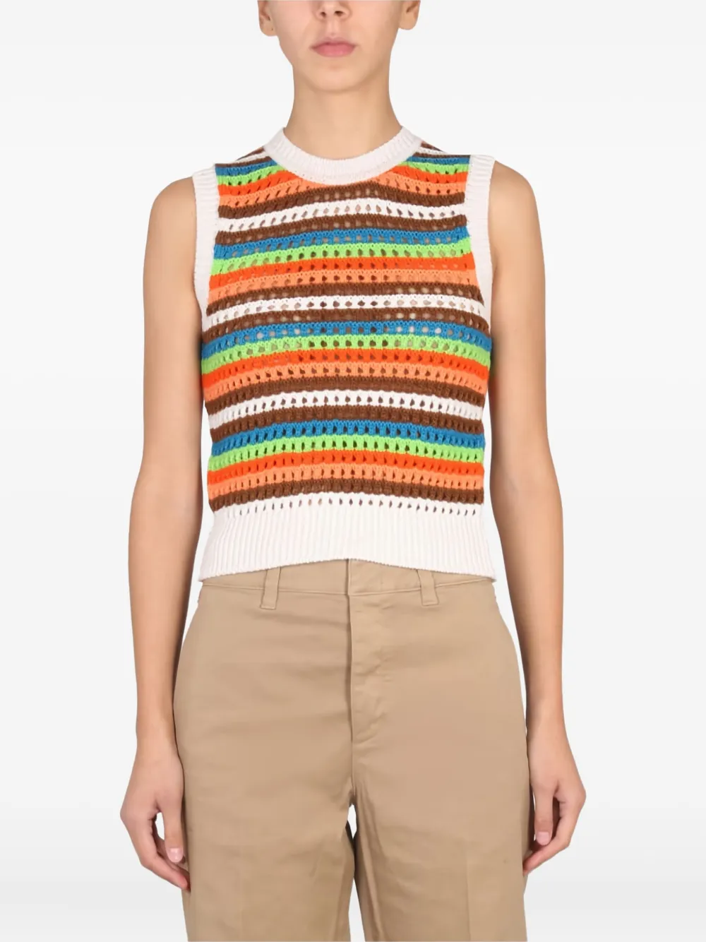 Department 5 striped crochet top | White | Image 1