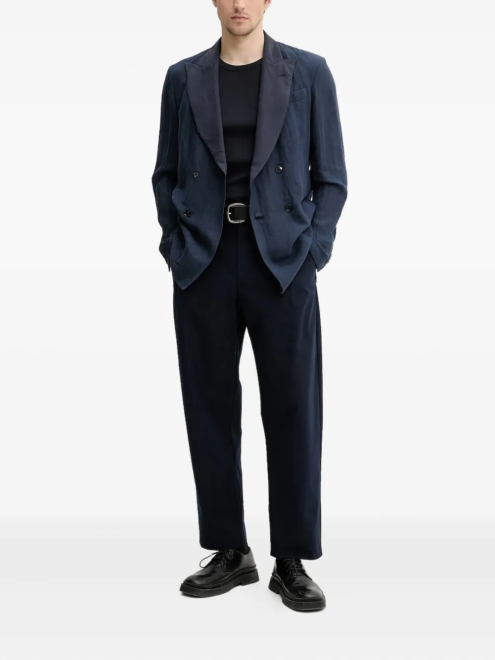 Barena Venezia Double-breasted Linen Blazer In Blue