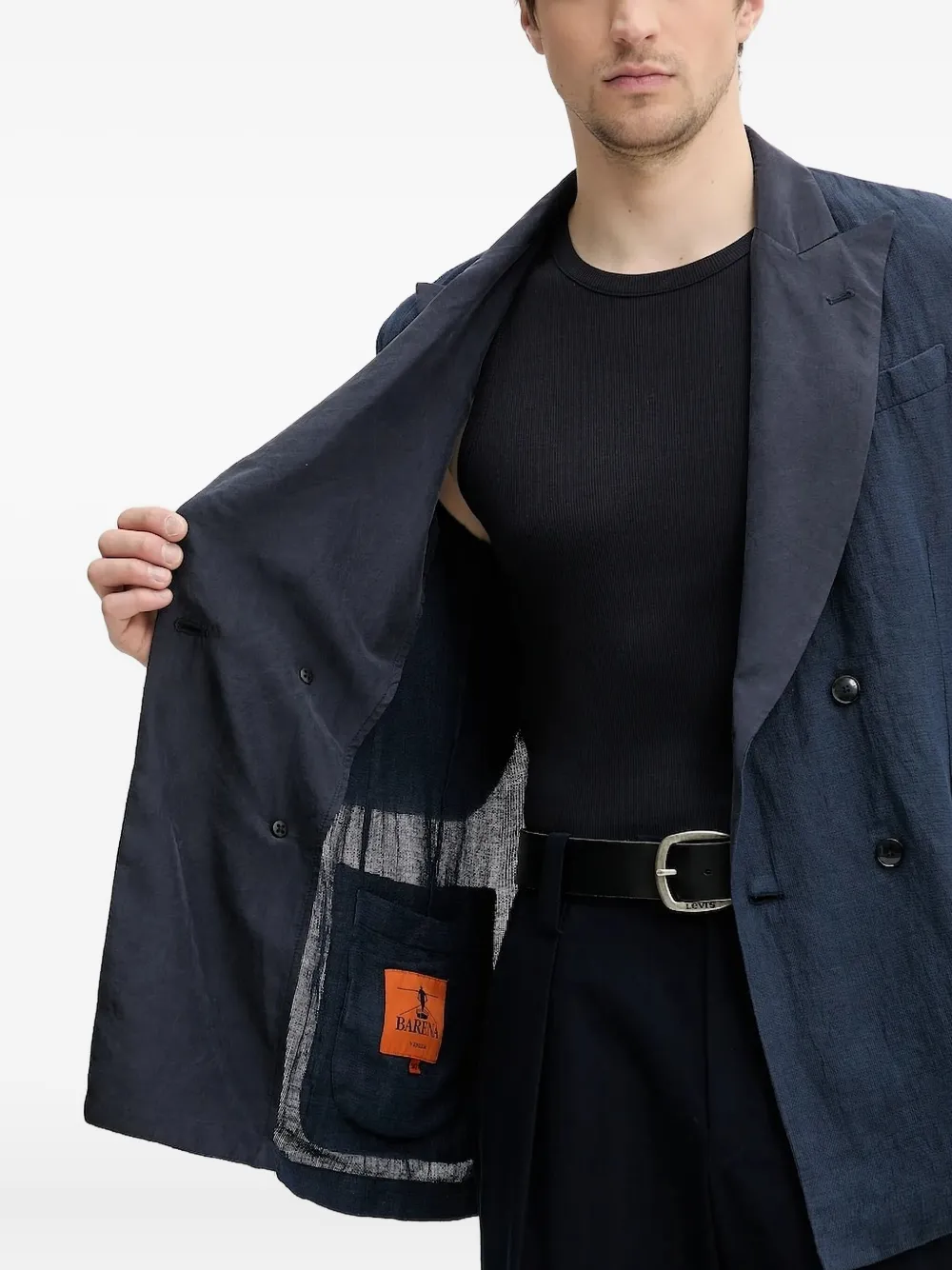 Barena Venezia Double-breasted Linen Blazer In Blue