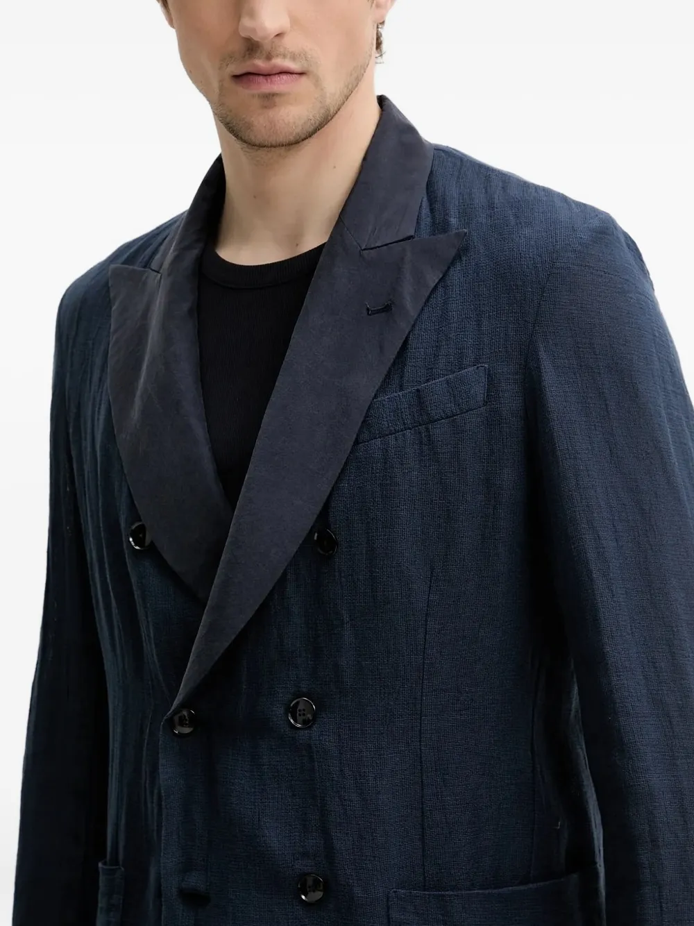 Barena Venezia Double-breasted Linen Blazer In Blue