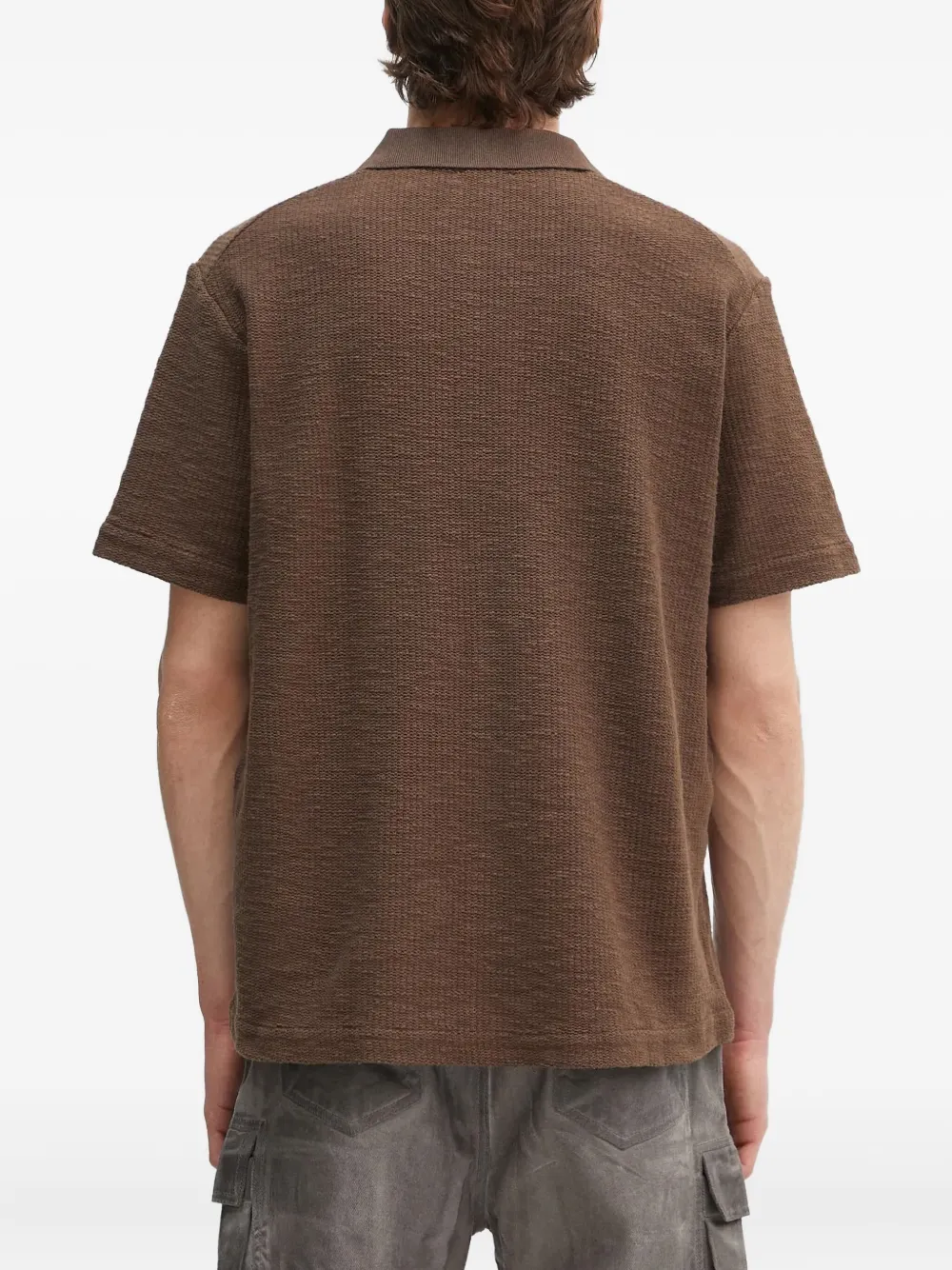 Norse Projects Textured-weave Short-sleeve Shirt In Brown