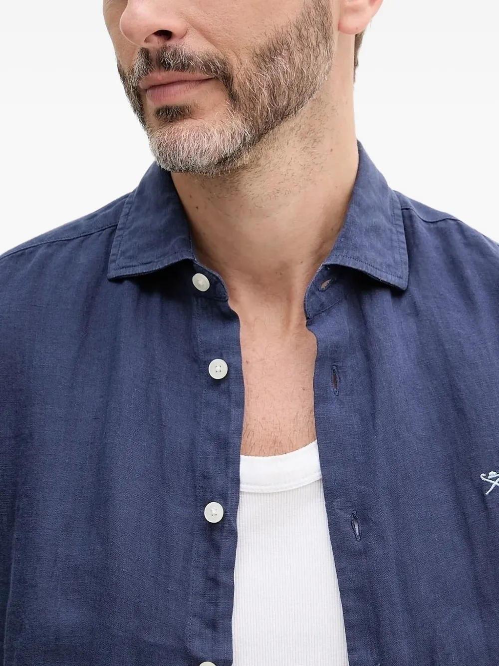 Hackett short-sleeved linen shirt Blauw