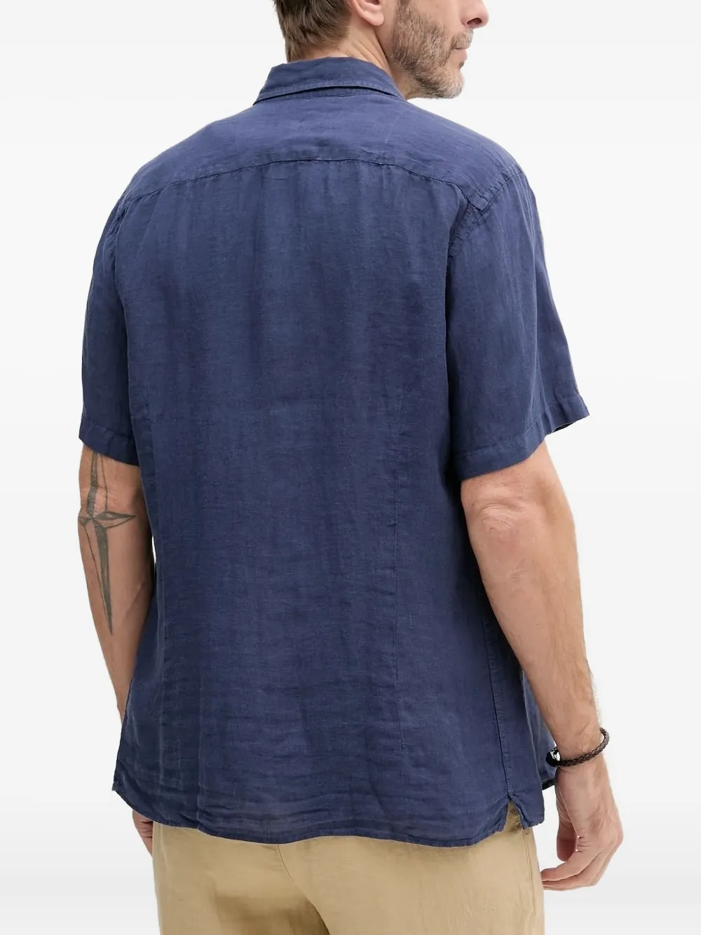 Hackett short-sleeved linen shirt - Blauw