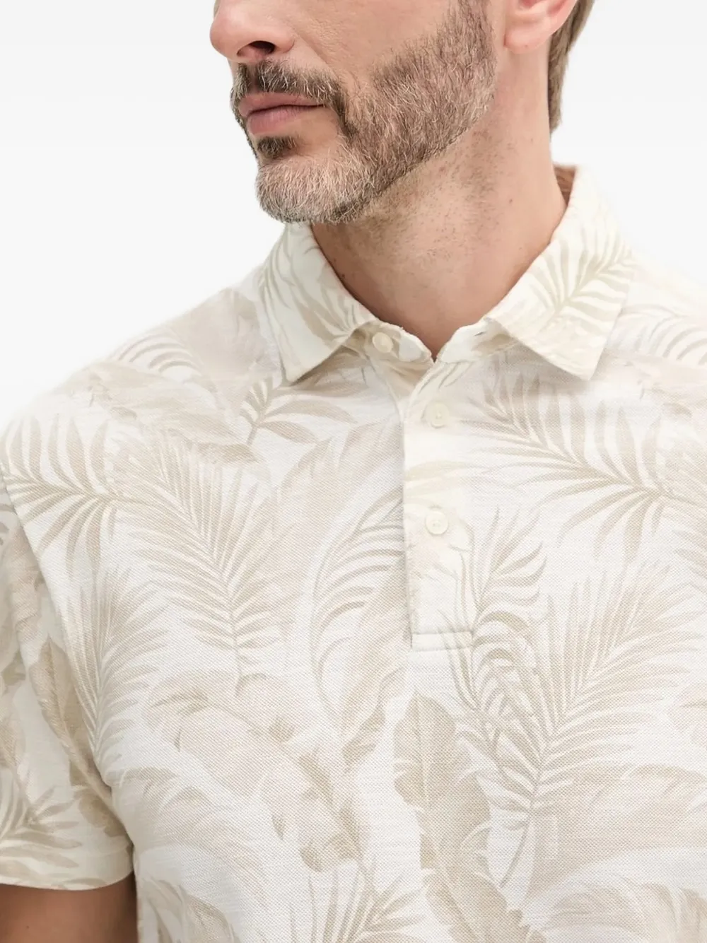 Hackett Poloshirt met bladerprint Beige