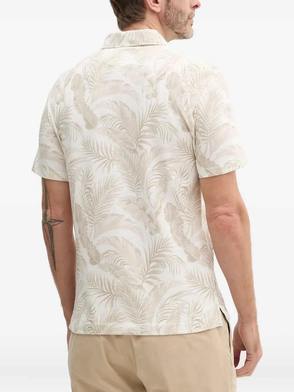 Hackett Poloshirt met bladerprint - Beige