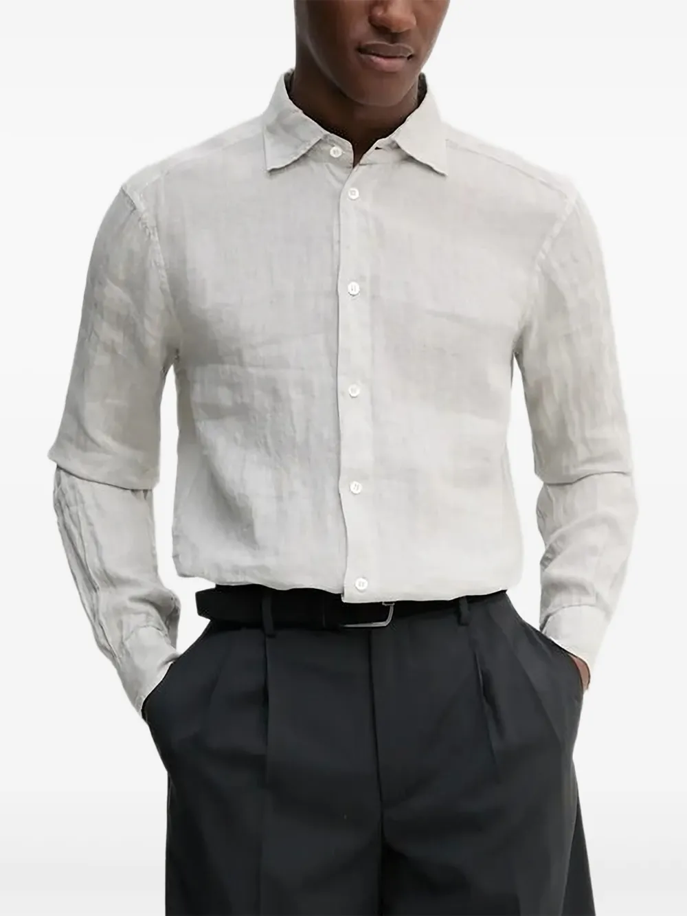 Barena linen long-sleeve shirt Grijs