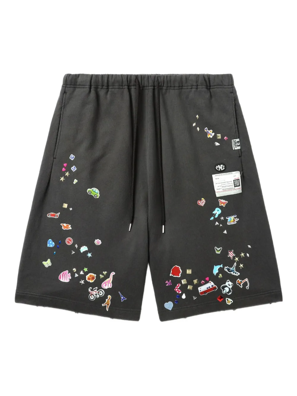 Maison MIHARA YASUHIRO embroidered patch shorts - ブラック Maison MIHARA YASUHIRO embroidered patch shorts - ブラック