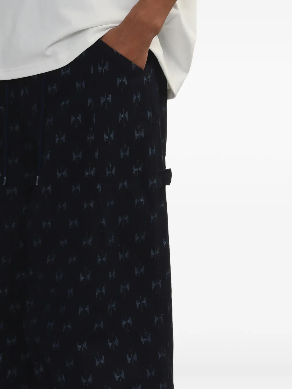 Needles Broek met vlinderprint en trekkoord Zwart