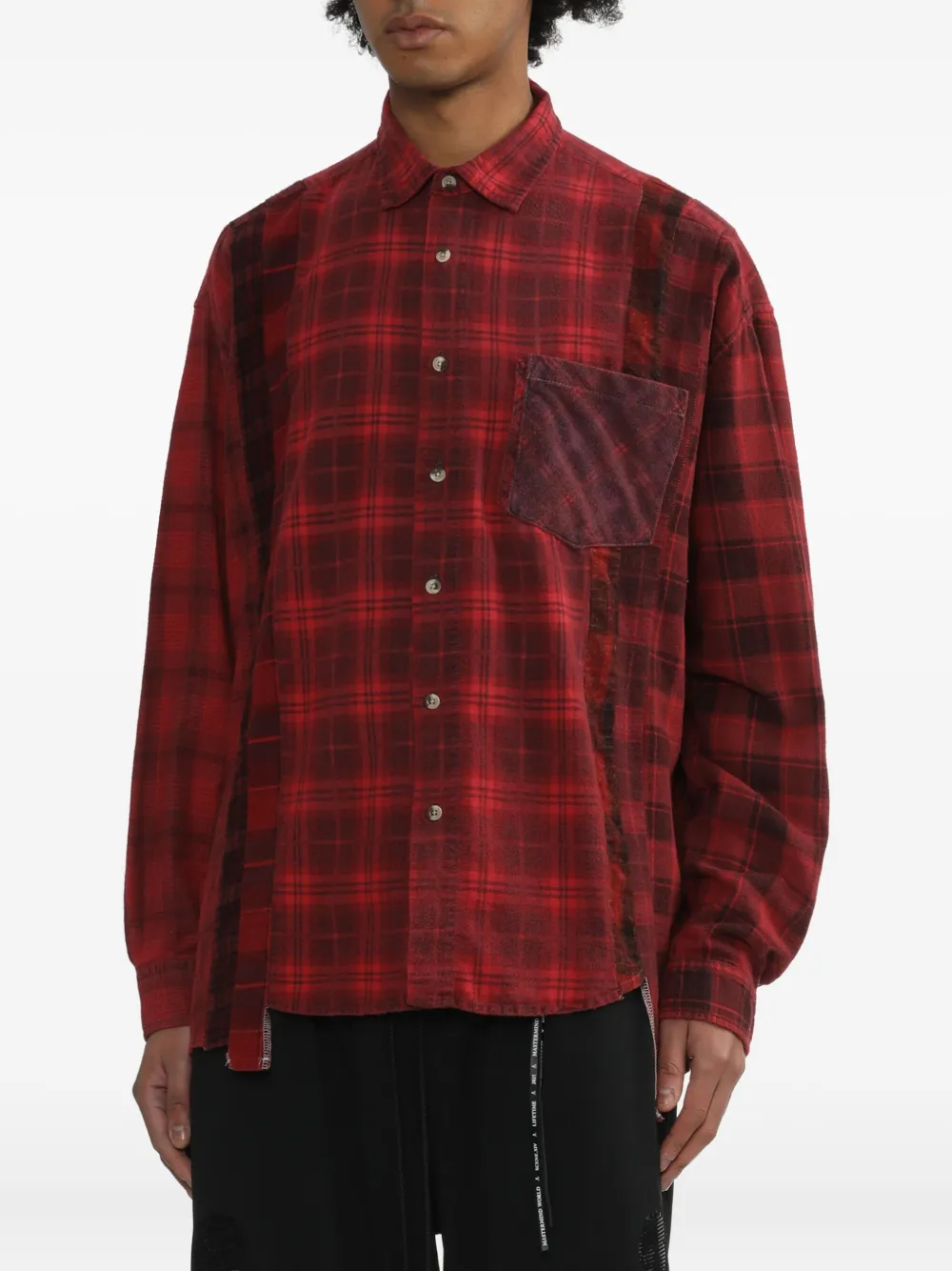 Needles 7 Cuts Wide overhemd met patchwork en franje Rood