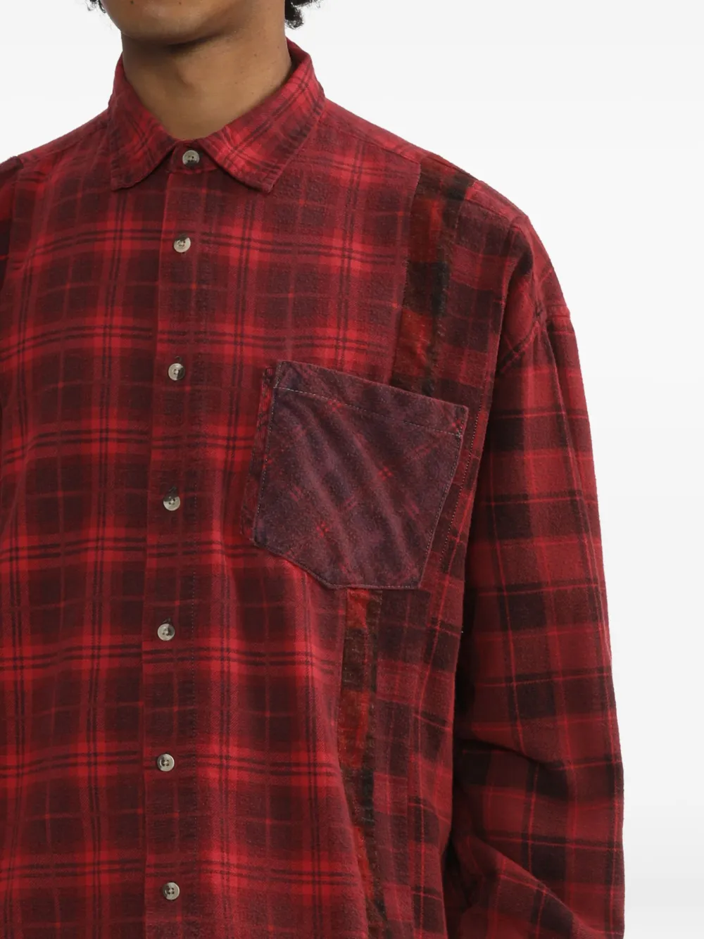 Needles 7 Cuts Wide overhemd met patchwork en franje Rood