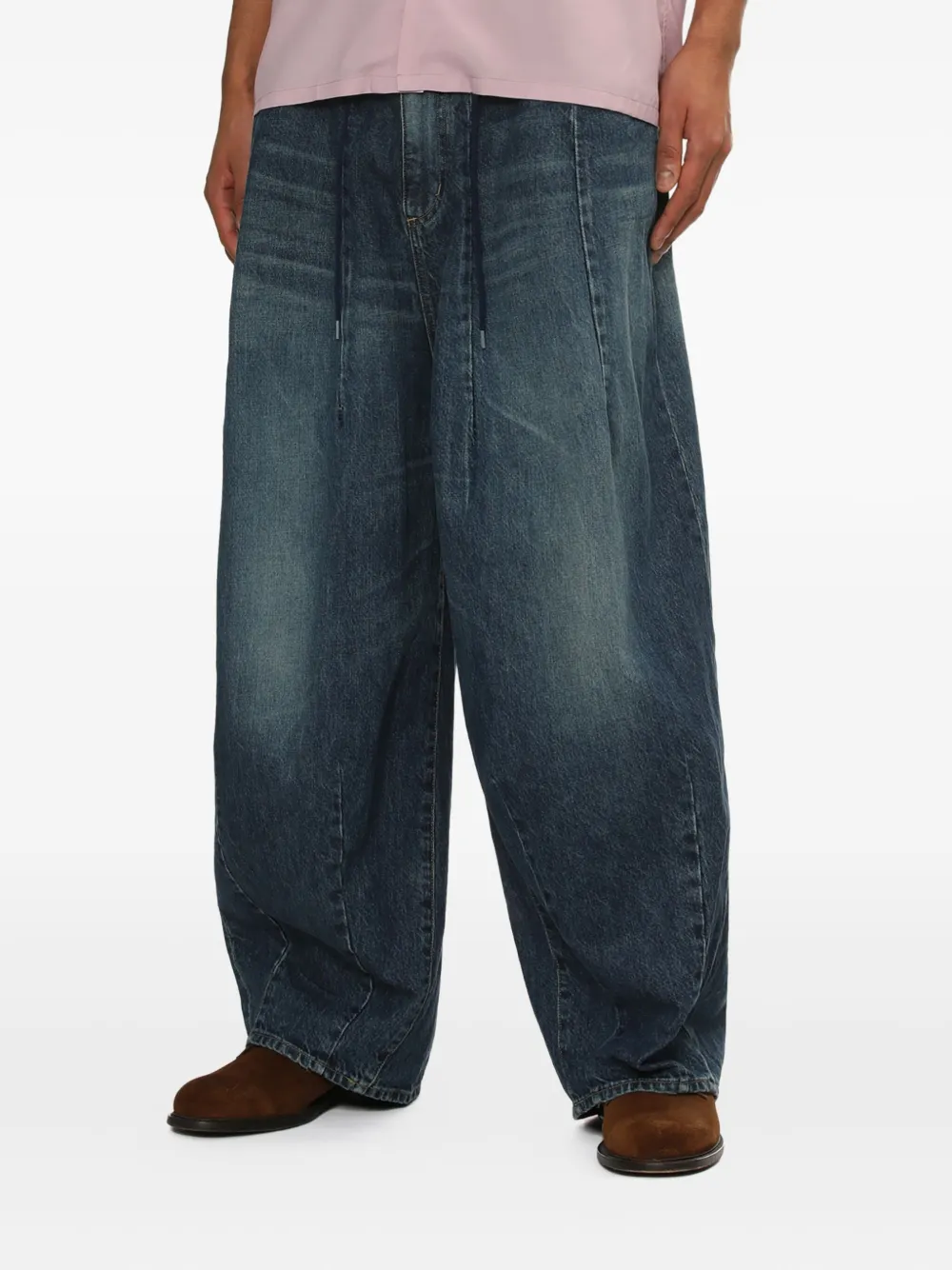 Needles Katoenen jeans met trekkoord Blauw