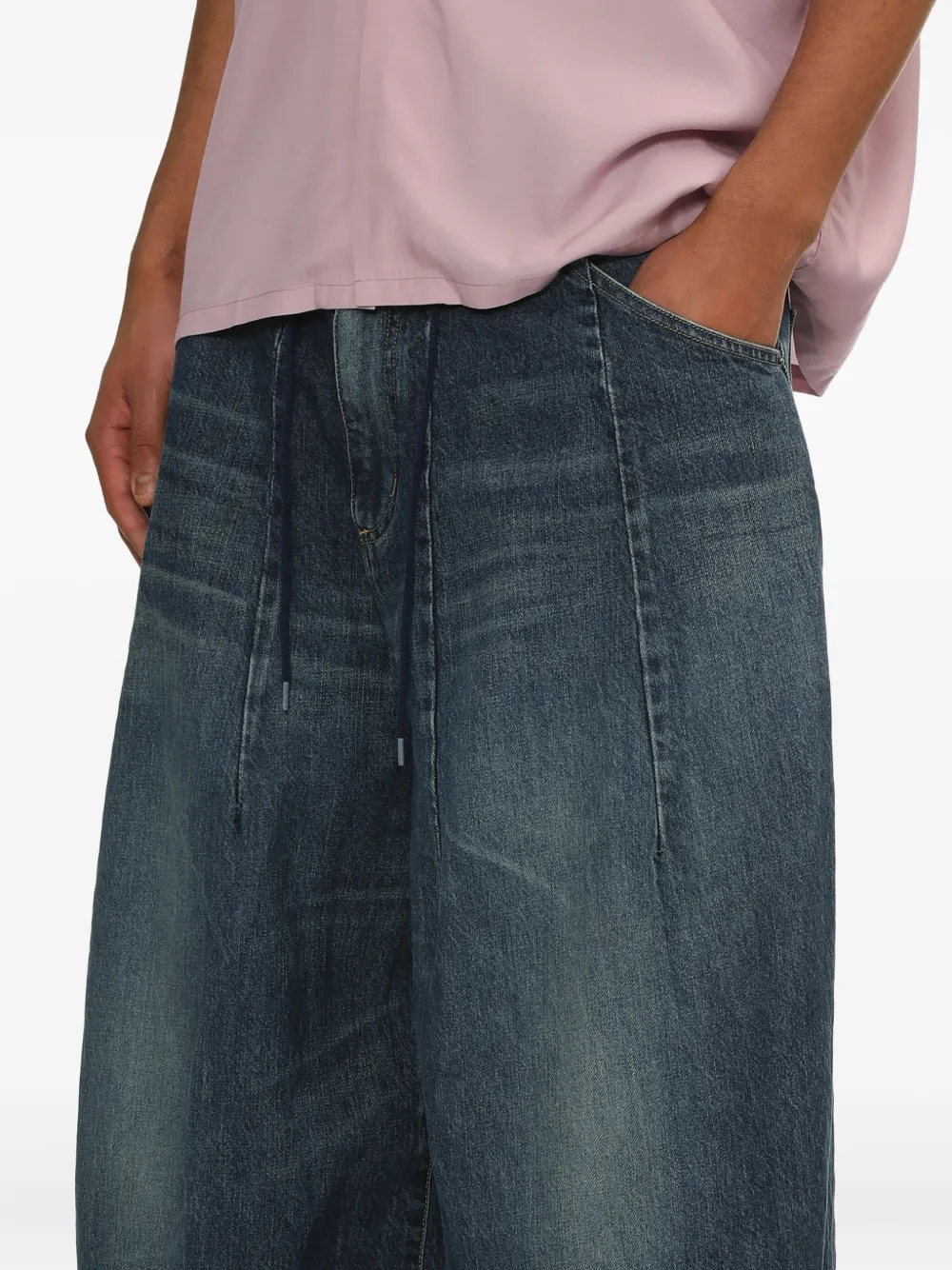 Needles Katoenen jeans met trekkoord Blauw