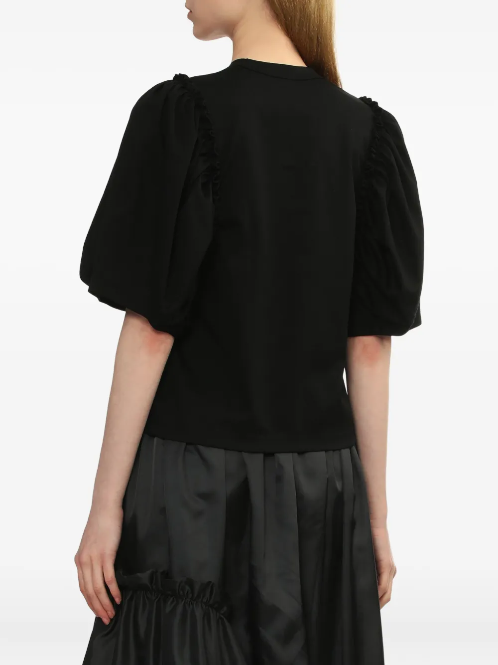 Noir Kei Ninomiya T-shirt met ruches en pofmouwen Zwart