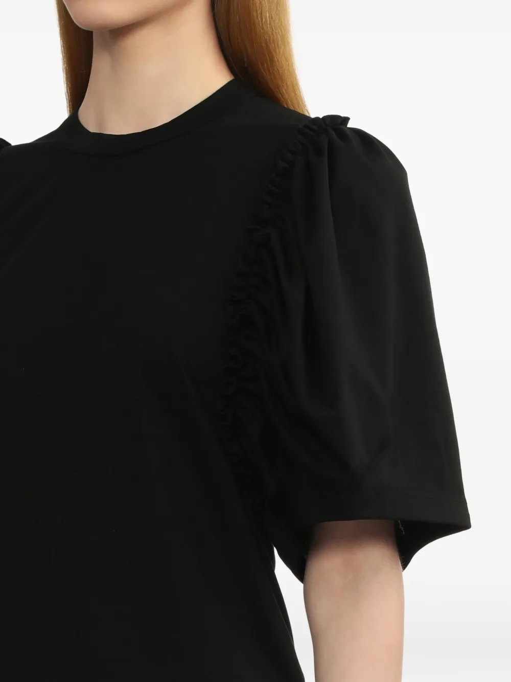 Noir Kei Ninomiya T-shirt met ruches en pofmouwen Zwart