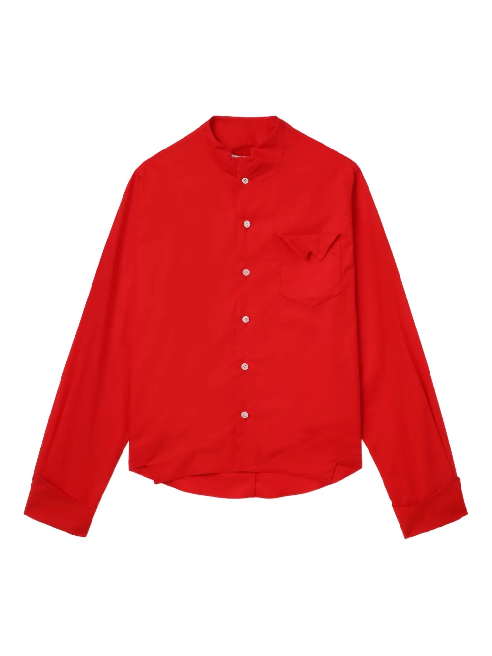 high-neck chest-pocket shirt