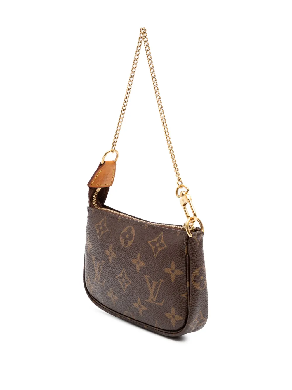 Pre-owned Louis Vuitton 2010 Monogram Mini Pochette Accessoires Handbag In Brown