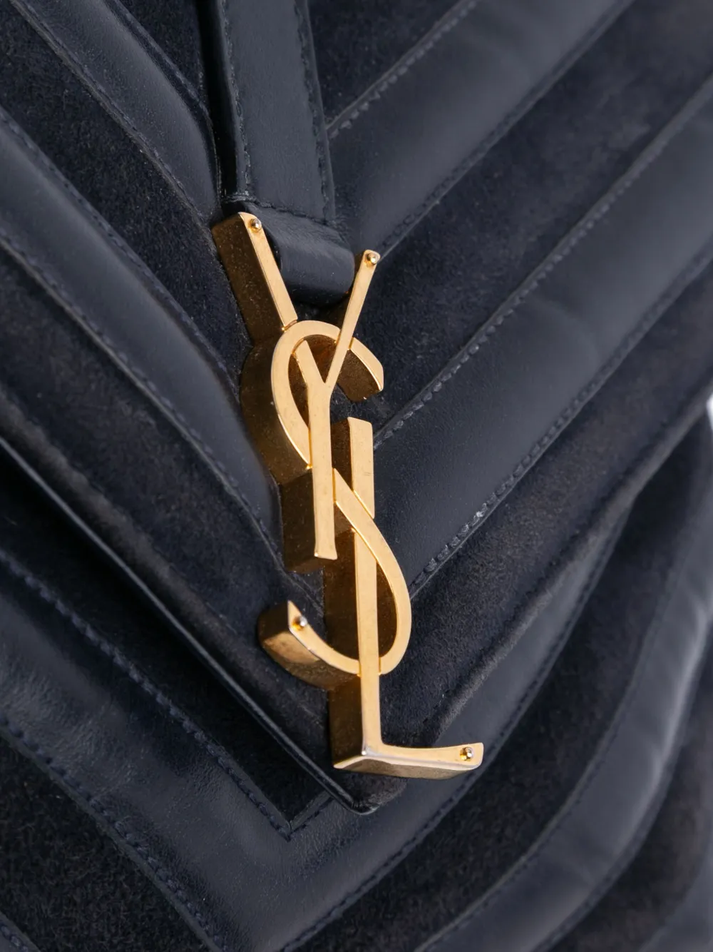 Pre-owned Saint Laurent 2017 Medium Chevron Calfskin And Suede Monogram College Bag Satchel