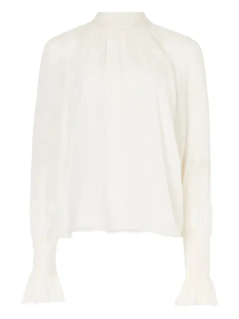 Temperley London Quintette high-neck ruffled-cuff blouse