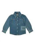 Versace Kids logo-patch denim shirt - Blue