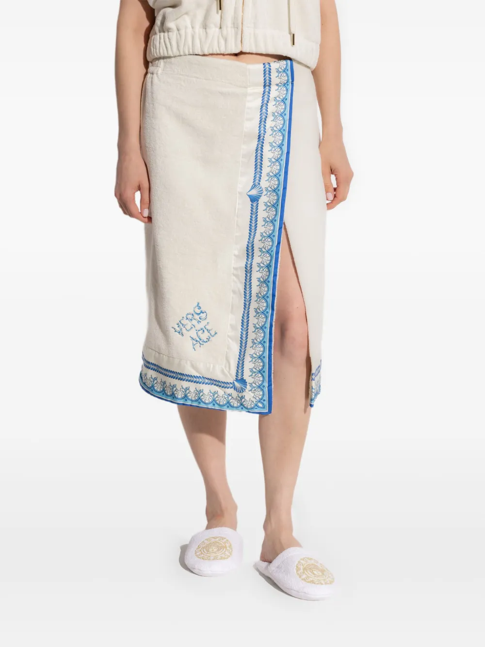 Versace Underwater Barocco wikkelhanddoek Wit