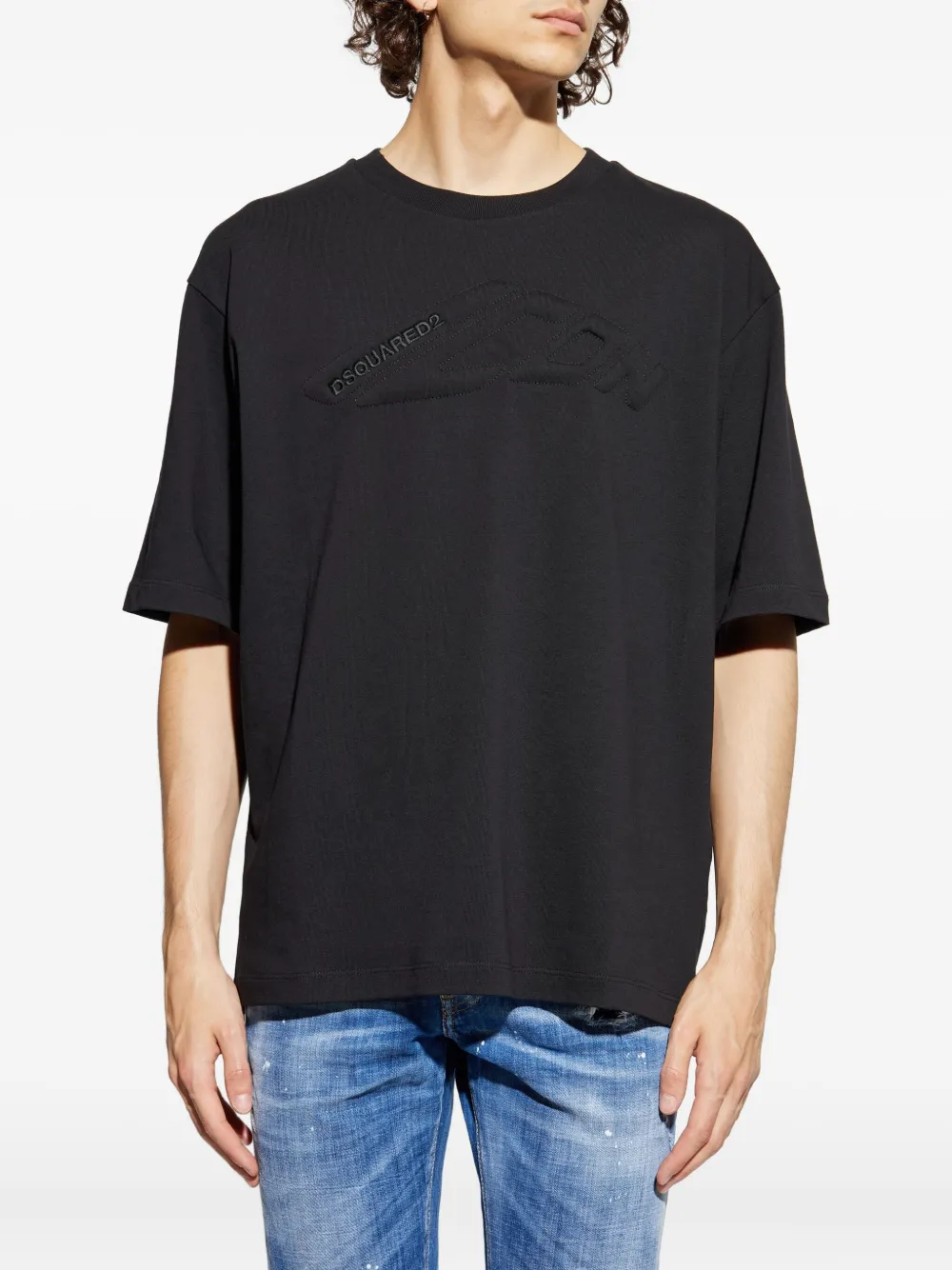 DSQUARED2 Icon T-shirt met geborduurd logo Zwart