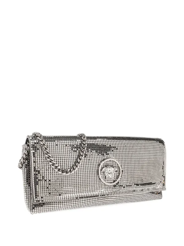 Versace ラ メドゥーサ メタルメッシュ クラッチバッグ | シルバー