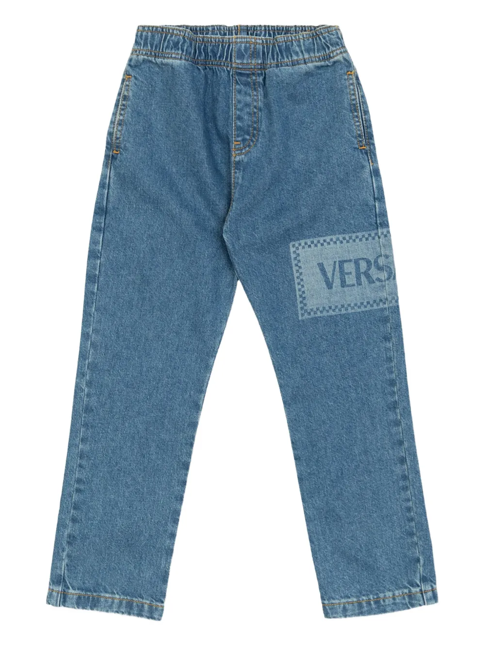 Versace Kids Elastische spijkerbroek Blauw